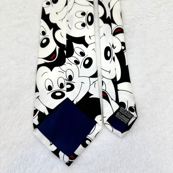Vintage Disney Mickey Mouse Face Tie White & Black Regular Traditional - Picture 3 of 4